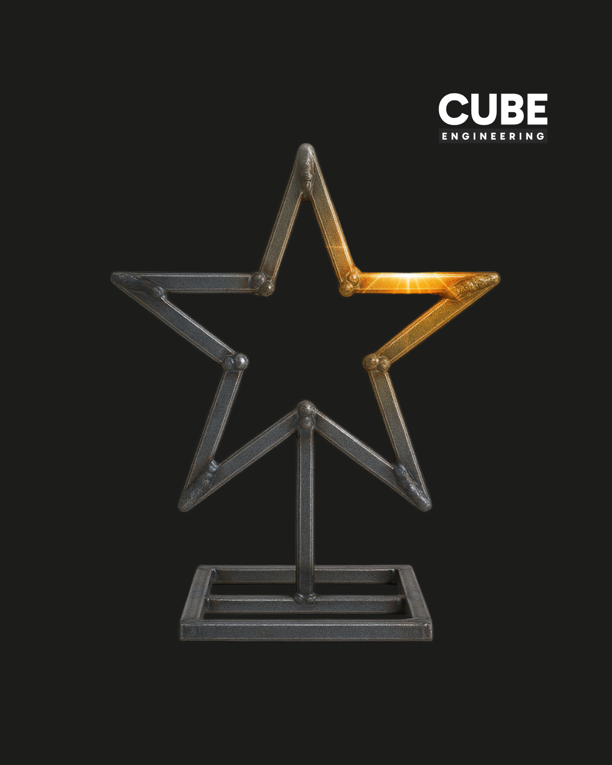 Metalowa gwiazda z promieniem światła od Cube Engineering.